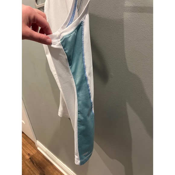 Alo Yoga CoolFit Athletic Tank Top Women's Size Medium White Teal V-Neck - Picture 7 of 8